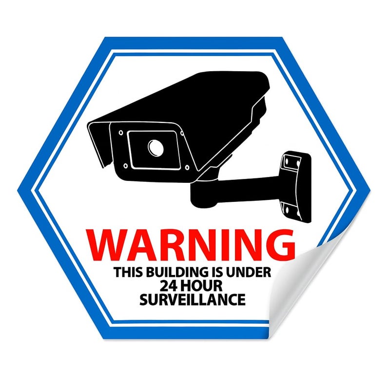 Mandala Crafts Back Adhesive Security Camera Stickers Signs Video Surveillance CCTV Stickers - 6 Indoor Outdoor on Camera Decals for Windows, Doors - Image 2